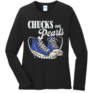 Chucks And Pearls IM With Her Kamala 2024 Ladies Long Sleeve Shirt