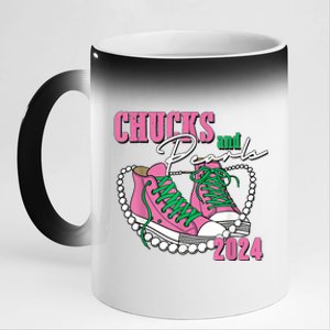 Chucks And Pearls IM With Her Kamala 2024 11oz Black Color Changing Mug