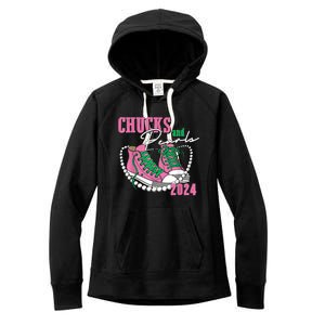 Chucks And Pearls IM With Her Kamala 2024 Women's Fleece Hoodie