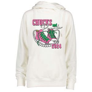 Chucks And Pearls IM With Her Kamala 2024 Womens Funnel Neck Pullover Hood