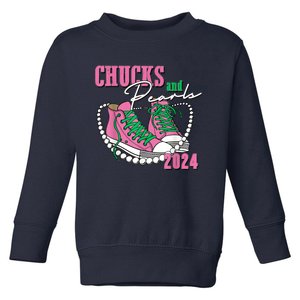 Chucks And Pearls IM With Her Kamala 2024 Toddler Sweatshirt