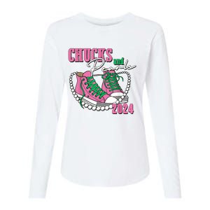 Chucks And Pearls IM With Her Kamala 2024 Womens Cotton Relaxed Long Sleeve T-Shirt