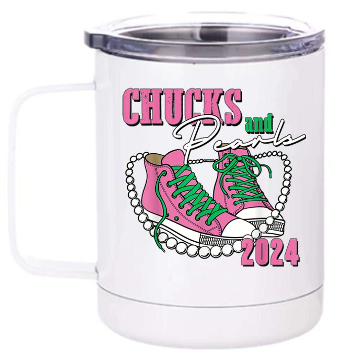 Chucks And Pearls IM With Her Kamala 2024 12 oz Stainless Steel Tumbler Cup