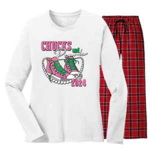 Chucks And Pearls IM With Her Kamala 2024 Women's Long Sleeve Flannel Pajama Set 