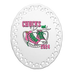 Chucks And Pearls IM With Her Kamala 2024 Ceramic Oval Ornament