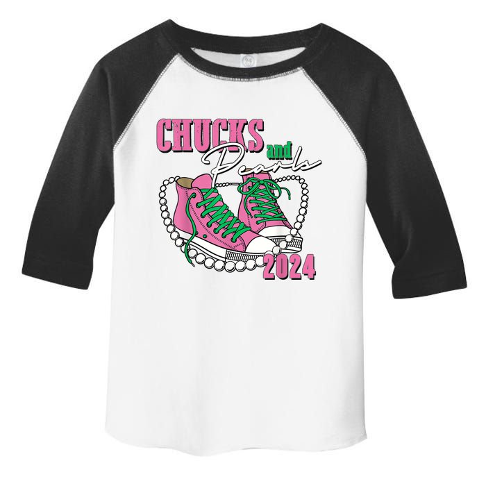 Chucks And Pearls IM With Her Kamala 2024 Toddler Fine Jersey T-Shirt