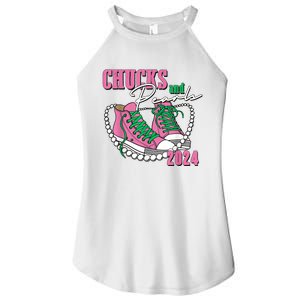 Chucks And Pearls IM With Her Kamala 2024 Women's Perfect Tri Rocker Tank