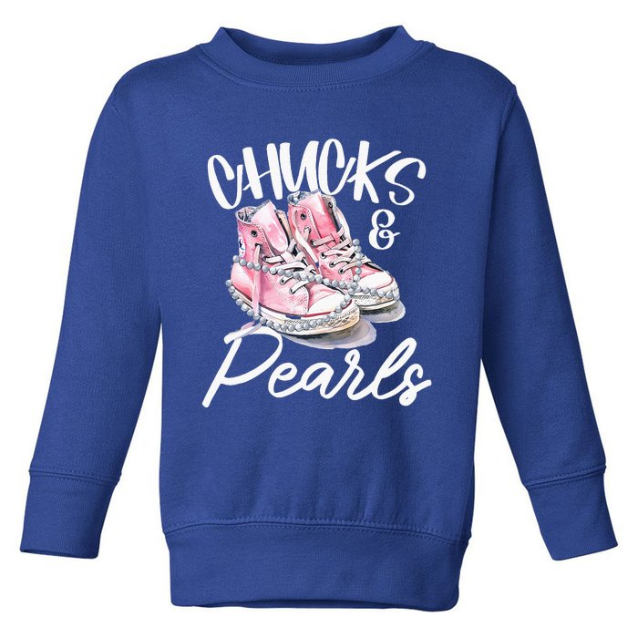 Chucks And Pearls Kamala Harris 2024 Toddler Sweatshirt