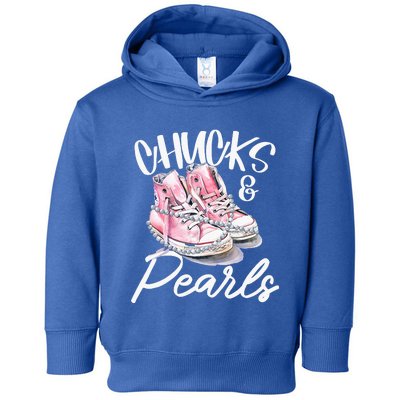 Chucks And Pearls Kamala Harris 2024 Toddler Hoodie