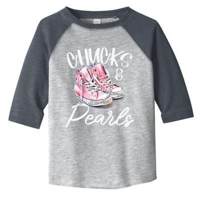 Chucks And Pearls Kamala Harris 2024 Toddler Fine Jersey T-Shirt