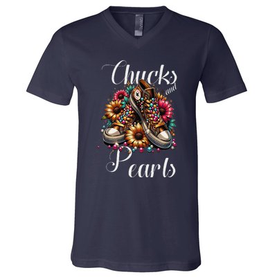 Chucks And Pearls S V-Neck T-Shirt