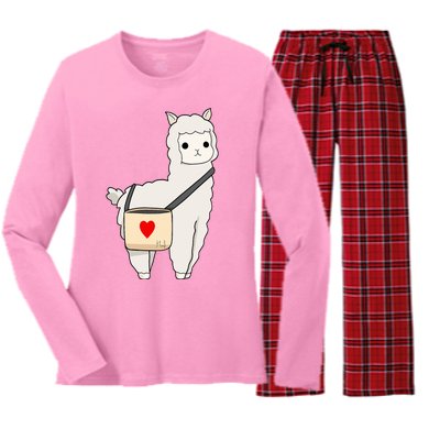 Cute Alpaca Pun Funny Alpaca My Bag Women's Long Sleeve Flannel Pajama Set 