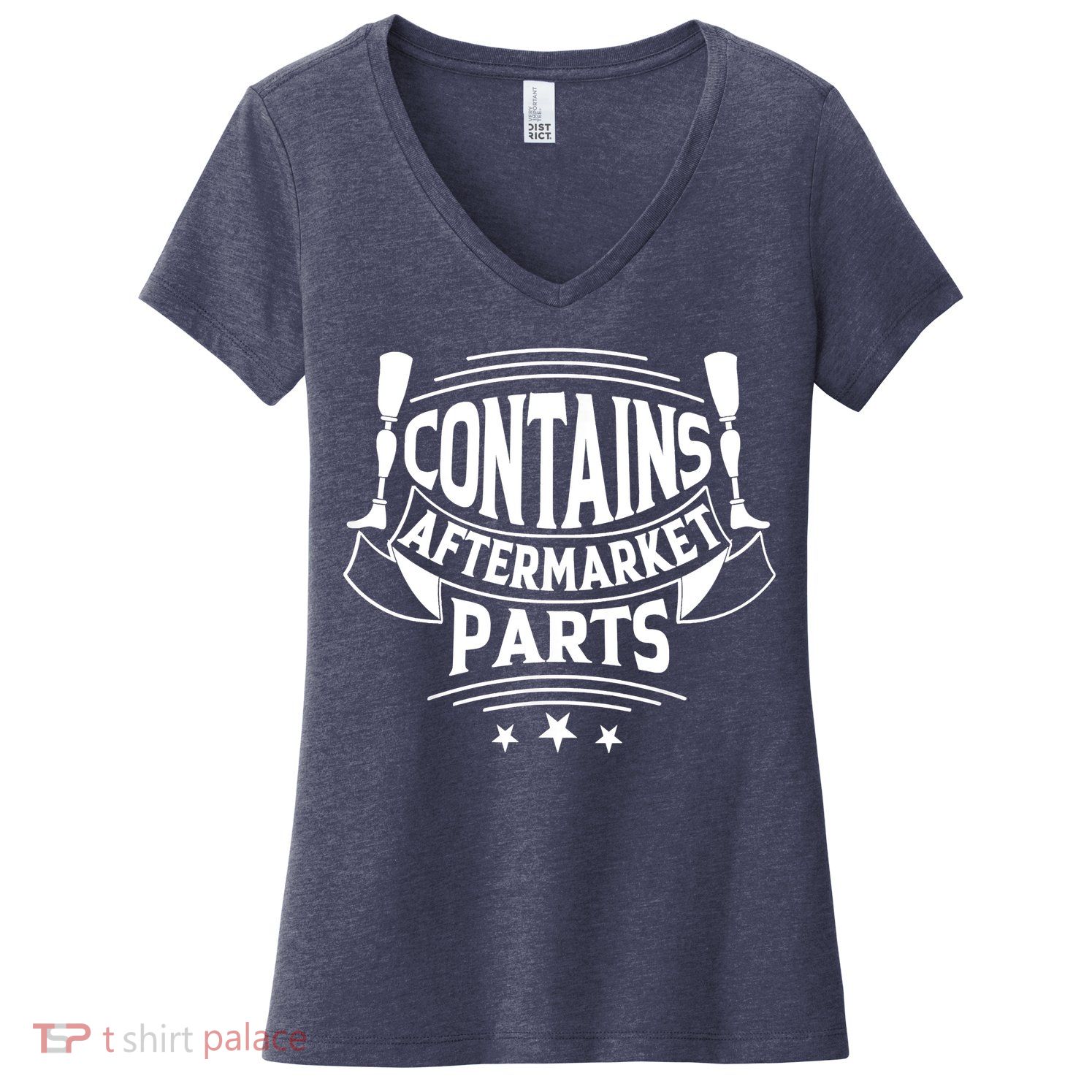 Contains Aftermarket Parts Amputee Clothing Amputee Gifts Women's V-Neck T-Shirt