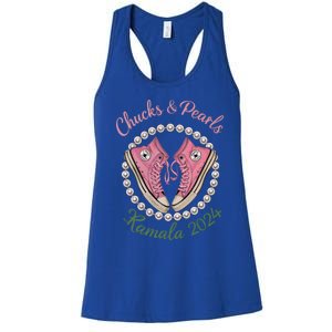 Chucks And Pearls Harris Walz For President 2024 Funny Gift Women's Racerback Tank