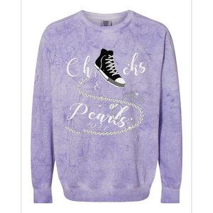 Chucks And Pearls 2024 Kamala Harris 2024 Vote For President Gift Colorblast Crewneck Sweatshirt