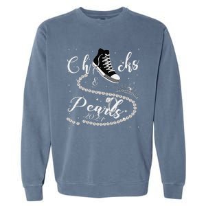 Chucks And Pearls 2024 Kamala Harris 2024 Vote For President Gift Garment-Dyed Sweatshirt