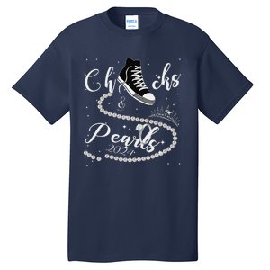 Chucks And Pearls 2024 Kamala Harris 2024 Vote For President Gift Tall T-Shirt