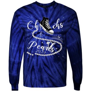 Chucks And Pearls 2024 Kamala Harris 2024 Vote For President Gift Tie-Dye Long Sleeve Shirt