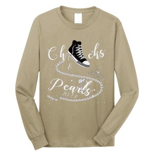 Chucks And Pearls 2024 Kamala Harris 2024 Vote For President Gift Long Sleeve Shirt