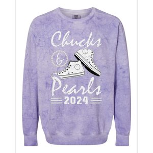 Chucks And Pearls Kamala Harris 2024 Usa Election 2024 Gift Colorblast Crewneck Sweatshirt