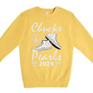 Chucks And Pearls Kamala Harris 2024 Usa Election 2024 Gift Premium Crewneck Sweatshirt