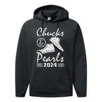 Chucks And Pearls Kamala Harris 2024 Usa Election 2024 Gift Performance Fleece Hoodie