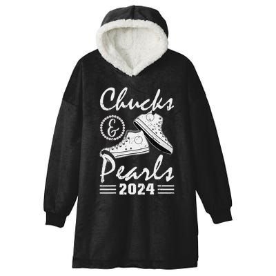 Chucks And Pearls Kamala Harris 2024 Usa Election 2024 Gift Hooded Wearable Blanket