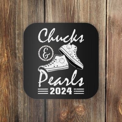 Chucks And Pearls Kamala Harris 2024 Usa Election 2024 Gift Coaster