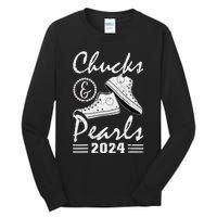 Chucks And Pearls Kamala Harris 2024 Usa Election 2024 Gift Tall Long Sleeve T-Shirt