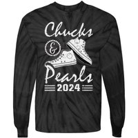 Chucks And Pearls Kamala Harris 2024 Usa Election 2024 Gift Tie-Dye Long Sleeve Shirt