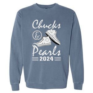 Chucks And Pearls Kamala Harris 2024 Usa Election 2024 Gift Garment-Dyed Sweatshirt