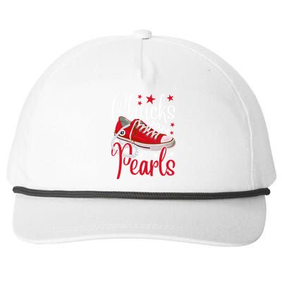 Chucks And Pearls 2024 Kamala Harris Usa President 47th Red Snapback Five-Panel Rope Hat