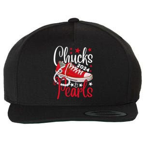 Chucks And Pearls 2024 Kamala Harris Usa President 47th Red Wool Snapback Cap