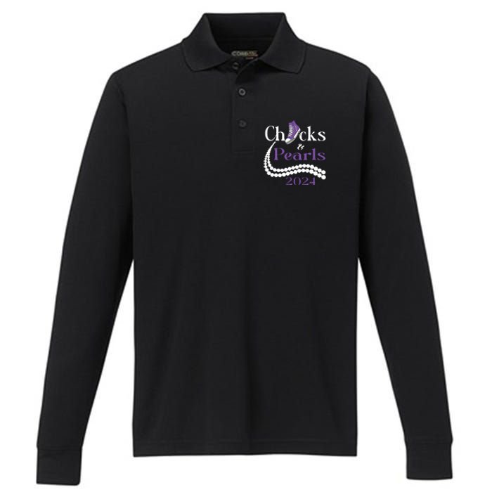 Chucks And Pearls I Understand The Assignment 2024 Performance Long Sleeve Polo