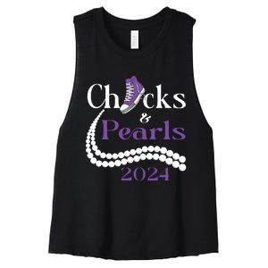 Chucks And Pearls I Understand The Assignment 2024 Women's Racerback Cropped Tank