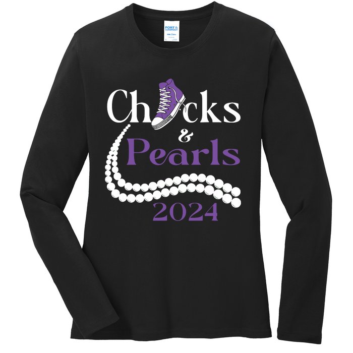 Chucks And Pearls I Understand The Assignment 2024 Ladies Long Sleeve Shirt