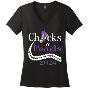 Chucks And Pearls I Understand The Assignment 2024 Women's V-Neck T-Shirt