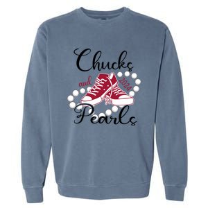 Chucks And Pearls IM With Her Kamala 2024 For President 47 Gift Garment-Dyed Sweatshirt