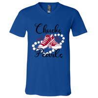 Chucks And Pearls IM With Her Kamala 2024 For President 47 Gift V-Neck T-Shirt