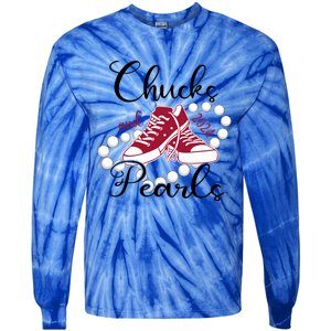 Chucks And Pearls IM With Her Kamala 2024 For President 47 Gift Tie-Dye Long Sleeve Shirt