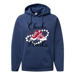 Chucks And Pearls IM With Her Kamala 2024 For President 47 Gift Performance Fleece Hoodie