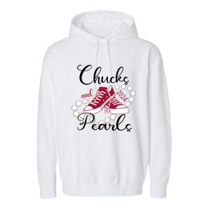 Chucks And Pearls IM With Her Kamala 2024 For President 47 Gift Garment-Dyed Fleece Hoodie