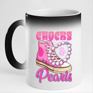 Chucks And Pearls 11oz Black Color Changing Mug