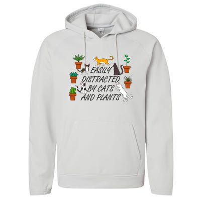 Cats And Plants Funny Gardening For Gardener Great Gift Performance Fleece Hoodie