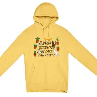 Cats And Plants Funny Gardening For Gardener Great Gift Premium Pullover Hoodie