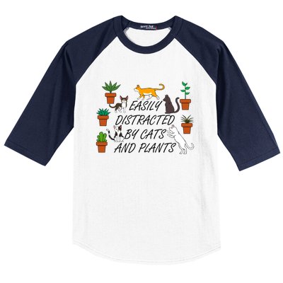 Cats And Plants Funny Gardening For Gardener Great Gift Baseball Sleeve Shirt