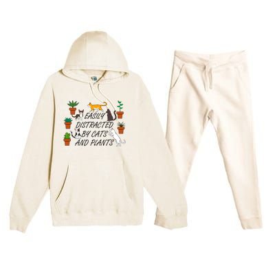 Cats And Plants Funny Gardening For Gardener Great Gift Premium Hooded Sweatsuit Set