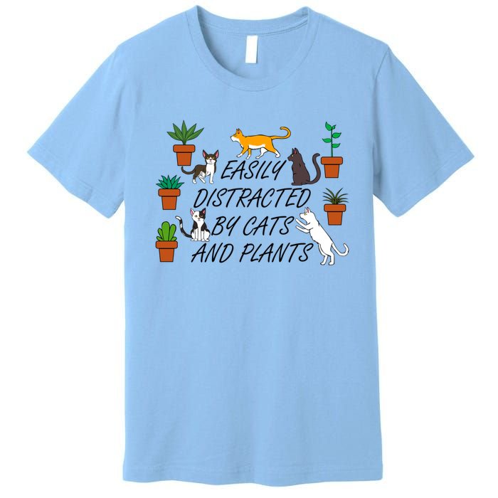 Cats And Plants Funny Gardening For Gardener Great Gift Premium T-Shirt