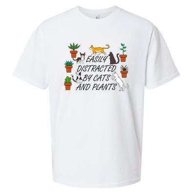 Cats And Plants Funny Gardening For Gardener Great Gift Sueded Cloud Jersey T-Shirt