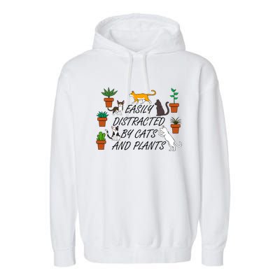 Cats And Plants Funny Gardening For Gardener Great Gift Garment-Dyed Fleece Hoodie